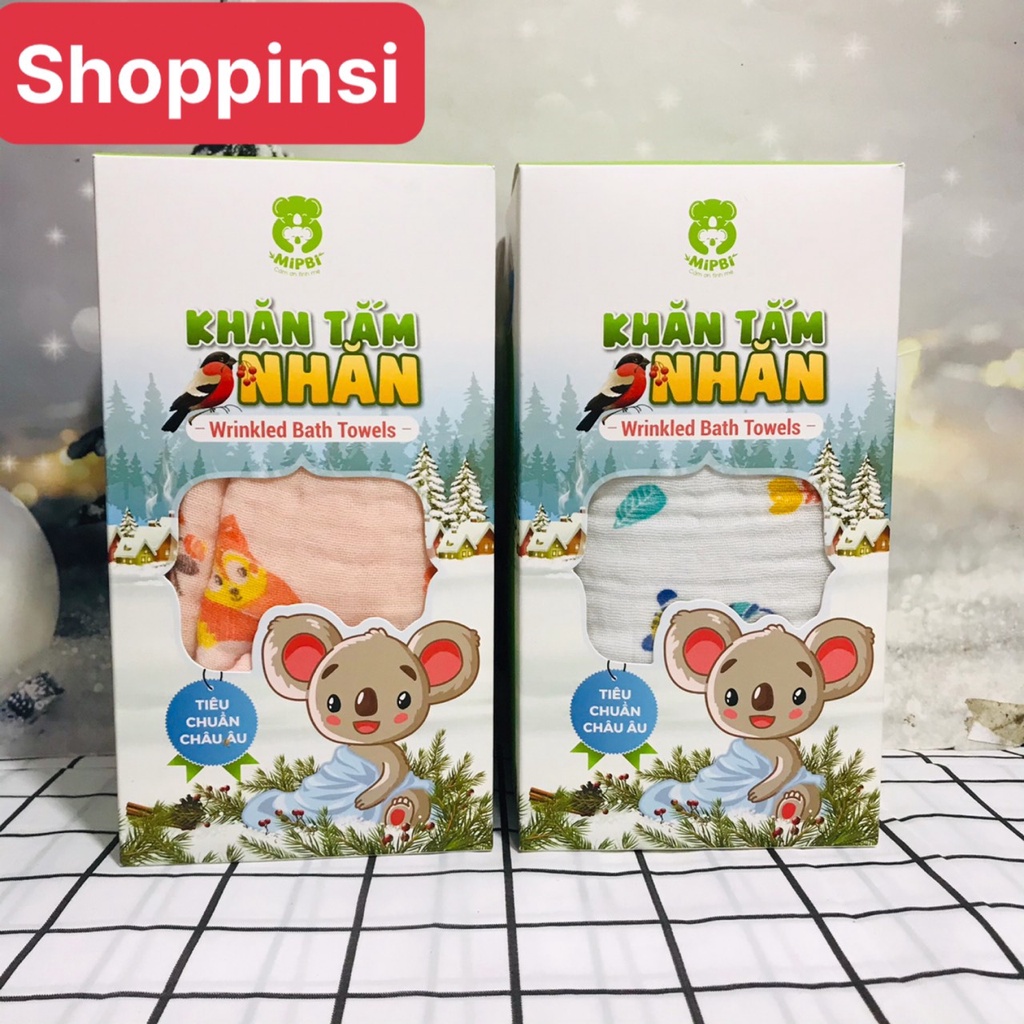 Khăn Tắm Nhăn Xô MIPBI  6 lớp siêu mềm cho bé