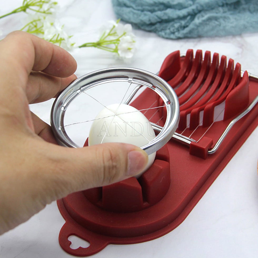 Dụng Cụ Cắt Trứng Luộc 2 Trong 1 Bằng Thép Không Gỉ
