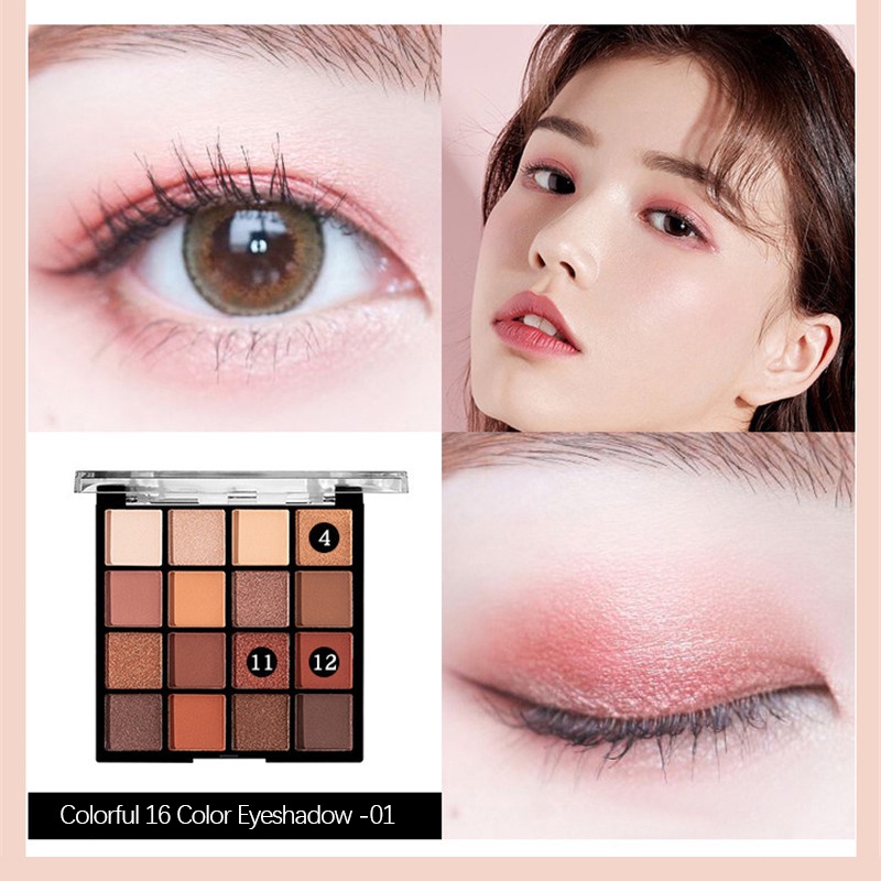 Bảng Phấn Mắt 16 Màu Chống Nước Lâu Trôi Tiện Dụng