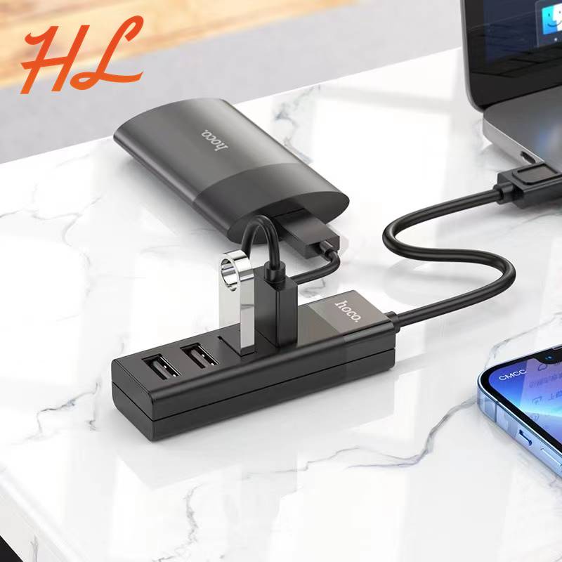 Hub USB Hoco HB25 4 Cổng USB, Dây Dài 30CM - Chính Hãng BH 1 Năm - Hưng Long PC