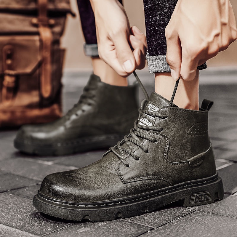 Giày Bốt Da Phong Cách Retro Thời Trang Cho Nam 2021