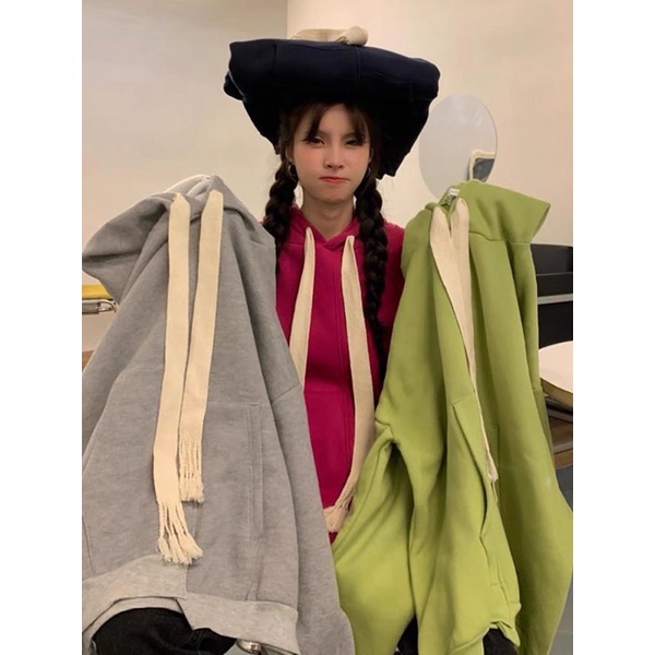 Áo Hoodie Dáng Rộng 🖤 TVX Clothes🤍 Áo Hoodie Lót Lông Trơn Dây Bản To | BigBuy360 - bigbuy360.vn