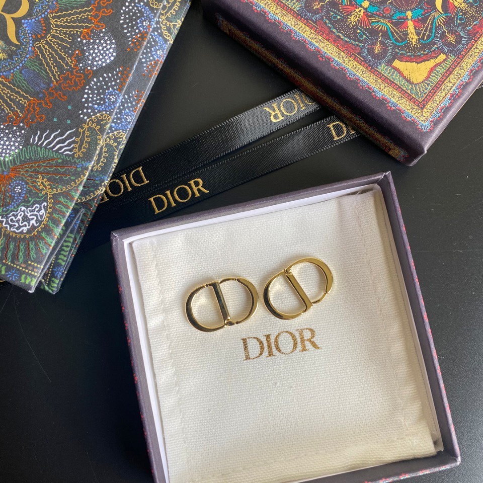 Bông tai nữ Dior mạ bạc 925 thiết kế chữ CD đơn giản phong cách Hàn Quốc