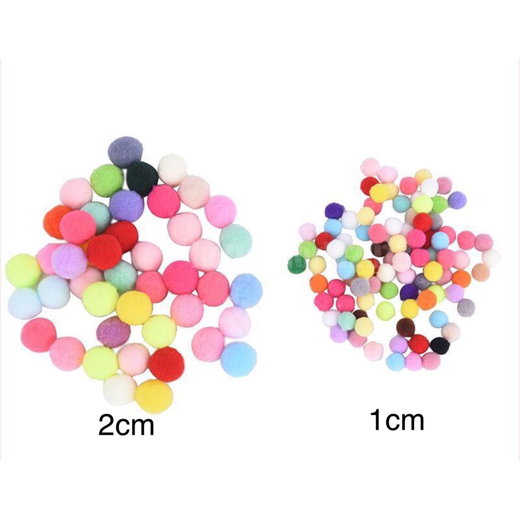 pompom len cao cấp 1cm và 2cm nhiều màu túi 20 quả