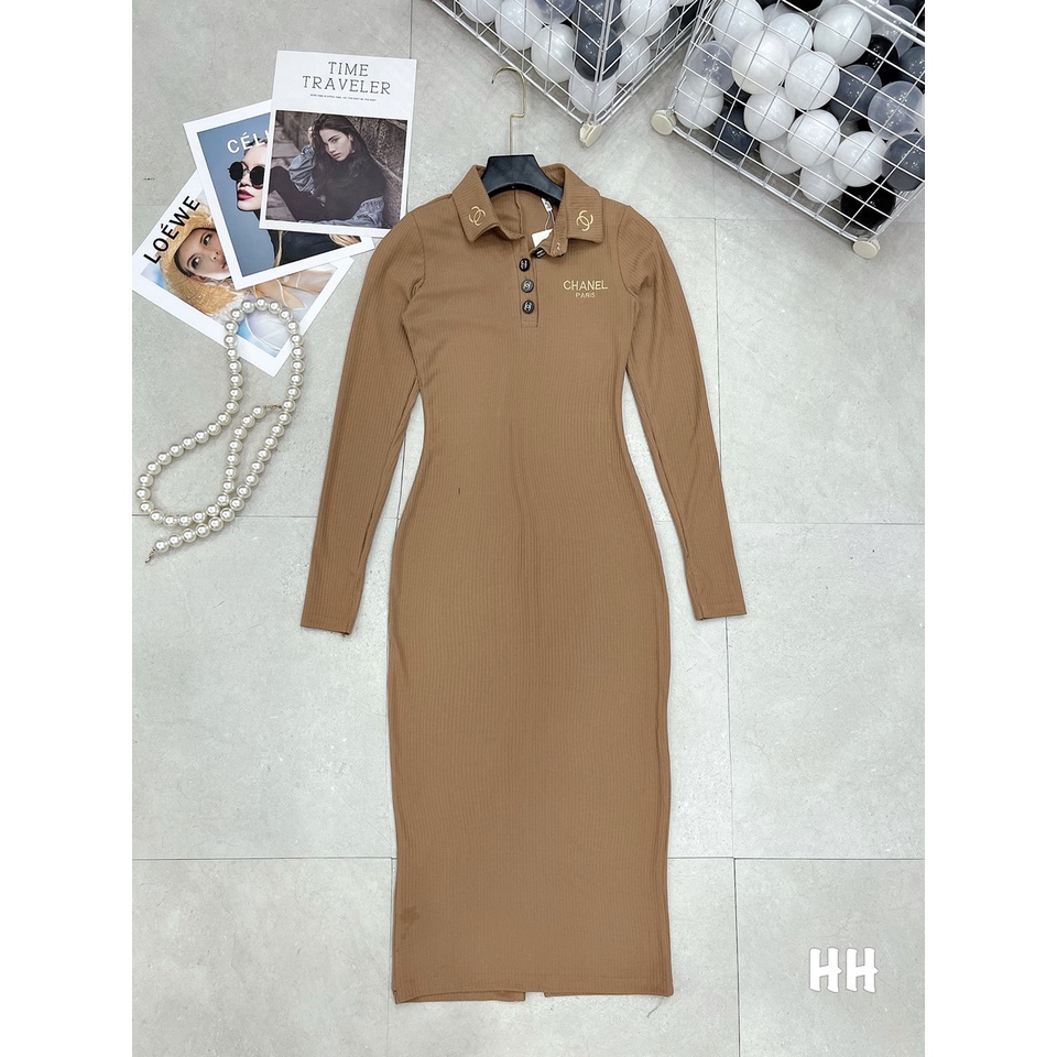 Đầm Body Phom Dài Dáng Xòe Cổ tim Tay dài Chất Thun Gân Thích Hợp Mặc Đi Tiệc Đi Làm Đi Chơi | BigBuy360 - bigbuy360.vn