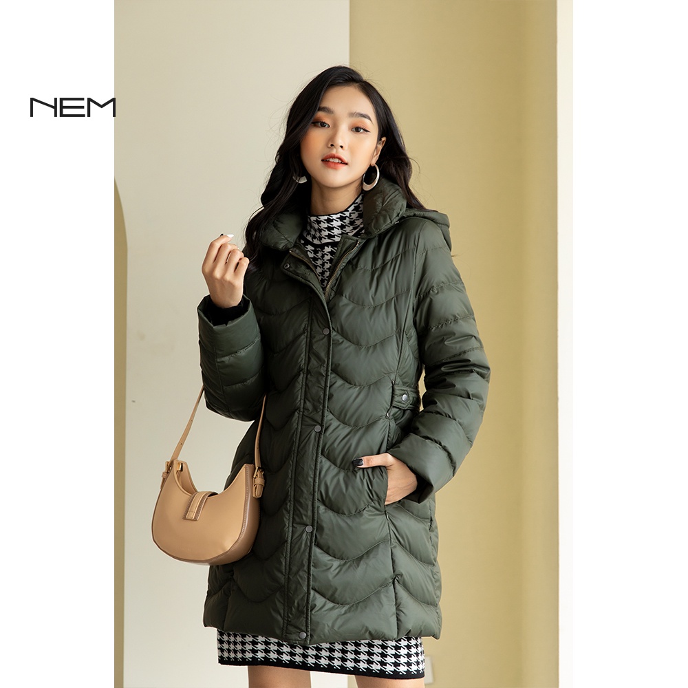 Áo khoác nữ thiết kế có mũ NEM Fashion AK66196 màu xanh đậm