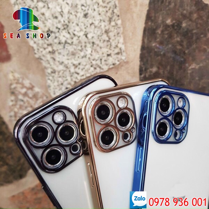 Ốp lưng nhựa dẻo iPhone 11 Pro Max, 12 Pro Max. 13 Pro Max - Chính hãng K&amp;T - VIỀN BÓNG -LƯNG TRONG SUỐT- Kính cường lực