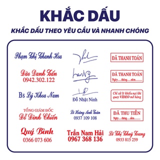 Khắc con dấu tên rõ đẹp, mộc tên, dấu vuông 1-2 dòng theo yêu cầu, shiny s222, s852, tdstamp t214
