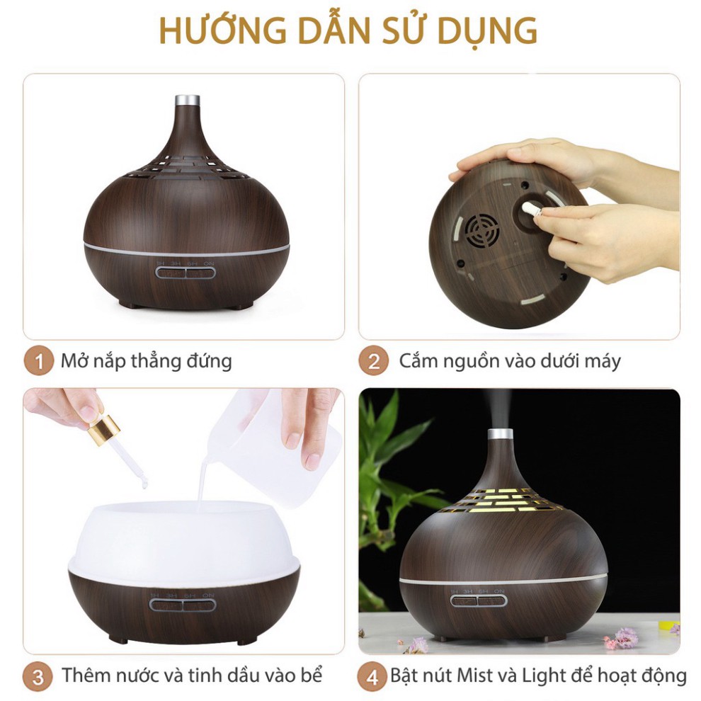 ✅ Máy Xông Tinh Dầu Phun Sương Tạo Độ Ẩm Cổ Cao Lỗ GULIFE Có Remote Dung Tích 400ml - Tặng Tinh Dầu 10ml - MKT46