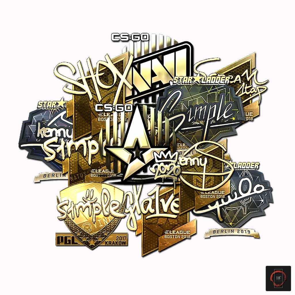 Sticker hình dán CSGO Gold Holo trang trí máy tính điện thoại - Cắt sẵn - Phủ bóng cao cấp - Chống nước