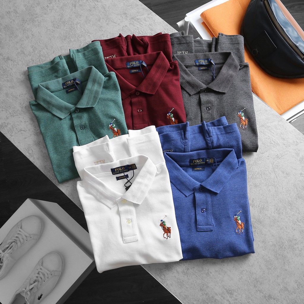 Áo Thun Nam POLO RALPH LAUREN LOGO THÊU hàng xuất khẩu vnxk cực xịn - trơn không viền cổ cao cấp DV 5 màu RL21