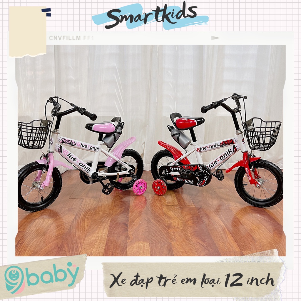 Xe đạp trẻ em, Xe đạp thể thao loại 12 inch/14 inch cho bé khung thép tặng kèm bình nước 9BABY