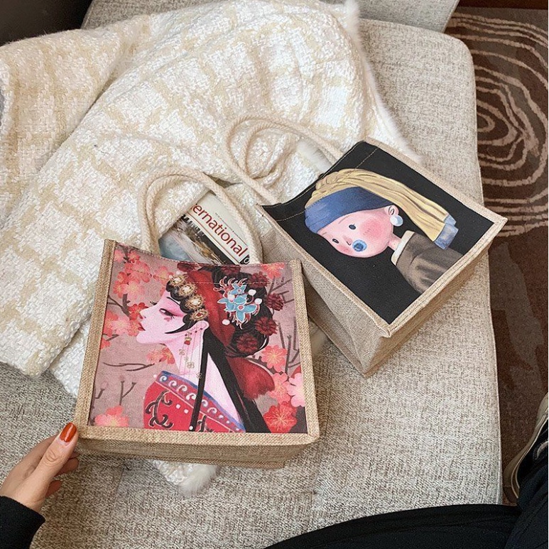 【+38 mẫu】Túi vải canvas đựng hộp cơm đồ cá nhân, túi vải cói mini đựng đồ, họa tiết siêu xinh