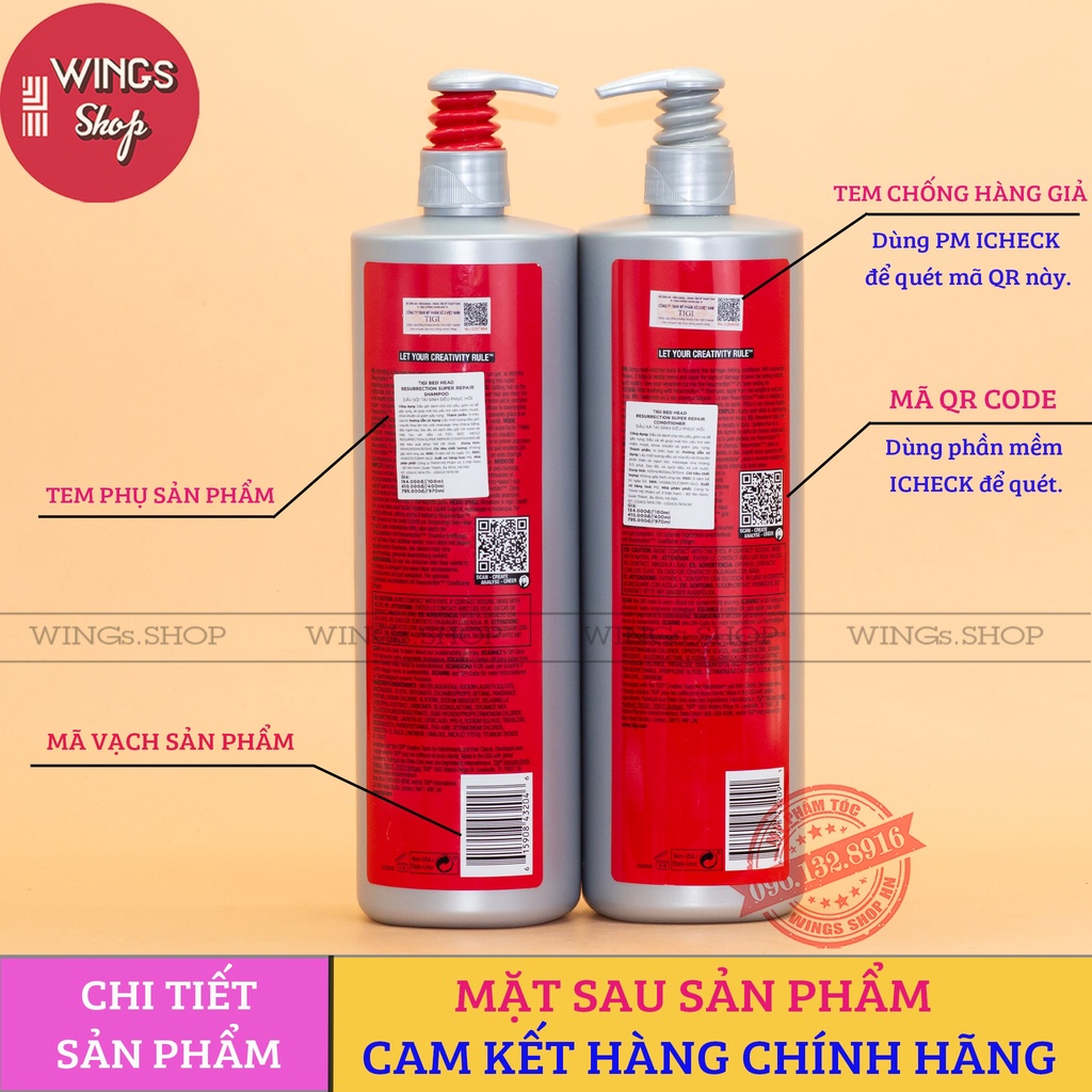 Cặp Dầu Gội Xả TIGI Đỏ 750ML | Phục Hồi Tóc Khô Xơ, Hư Tổn | Hàng Chính Hãng