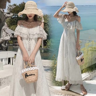 Váy maxi đi biển xẻ tà bèo nhún SEXY