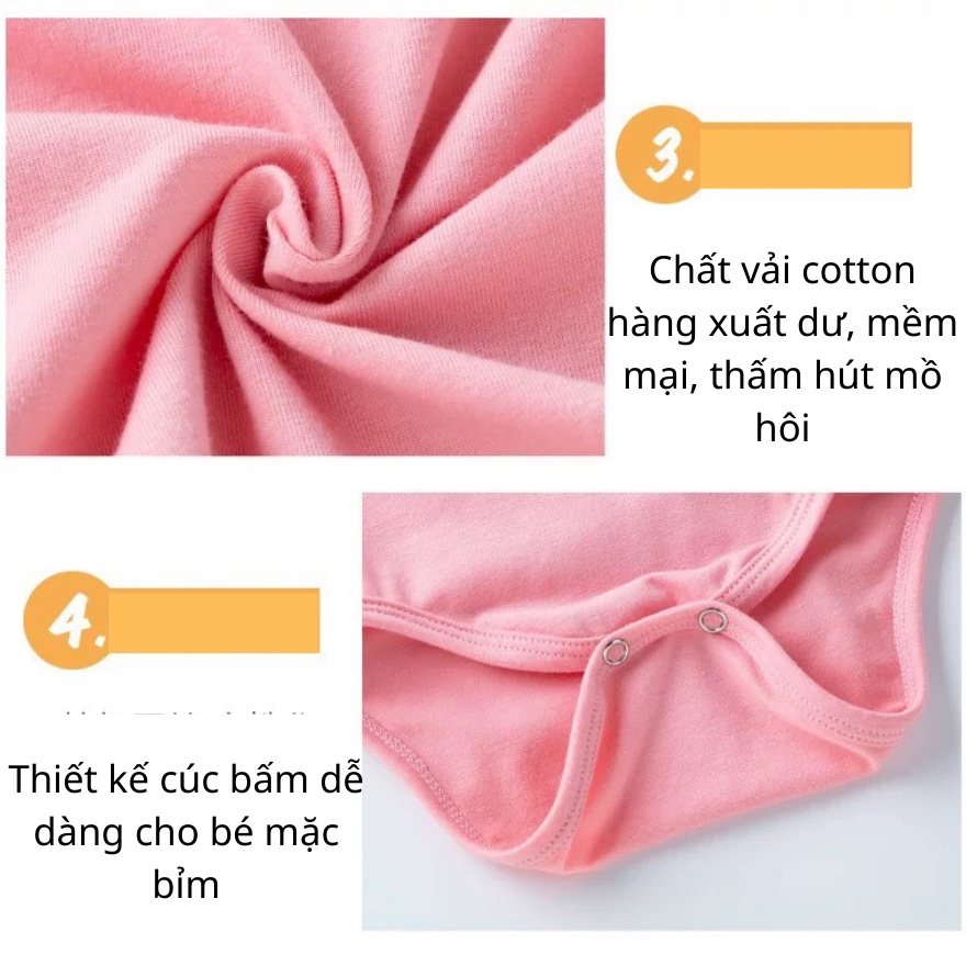 Áo liền quần body chip cho bé đóng gói 3 chiếc chọn mẫu giữ ấm trẻ sơ sinh 0-12 tháng
