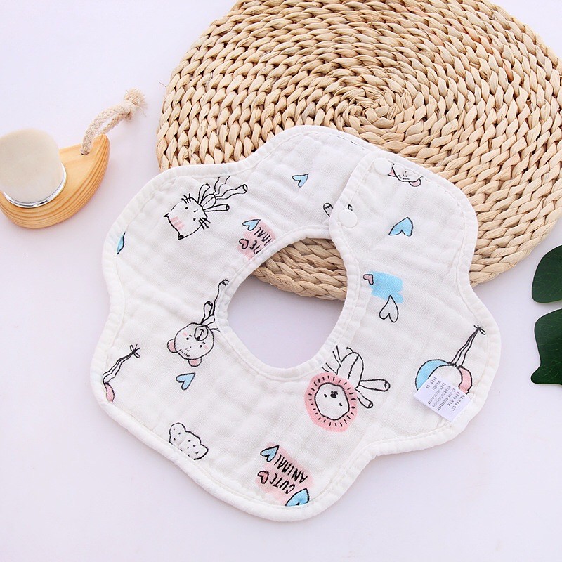 [ Mẫu mới] Yếm tròn xoay 8 lớp 100% cotton dày dặn, siêu thấm hút mềm mại ,an toàn với da bé