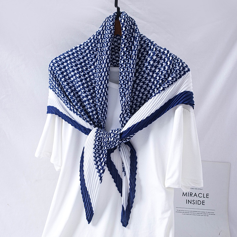 Khăn choàng cổ hình vuông 90cm bằng cotton họa tiết Houndstooth sành điệu cho nữ WJ1019-02