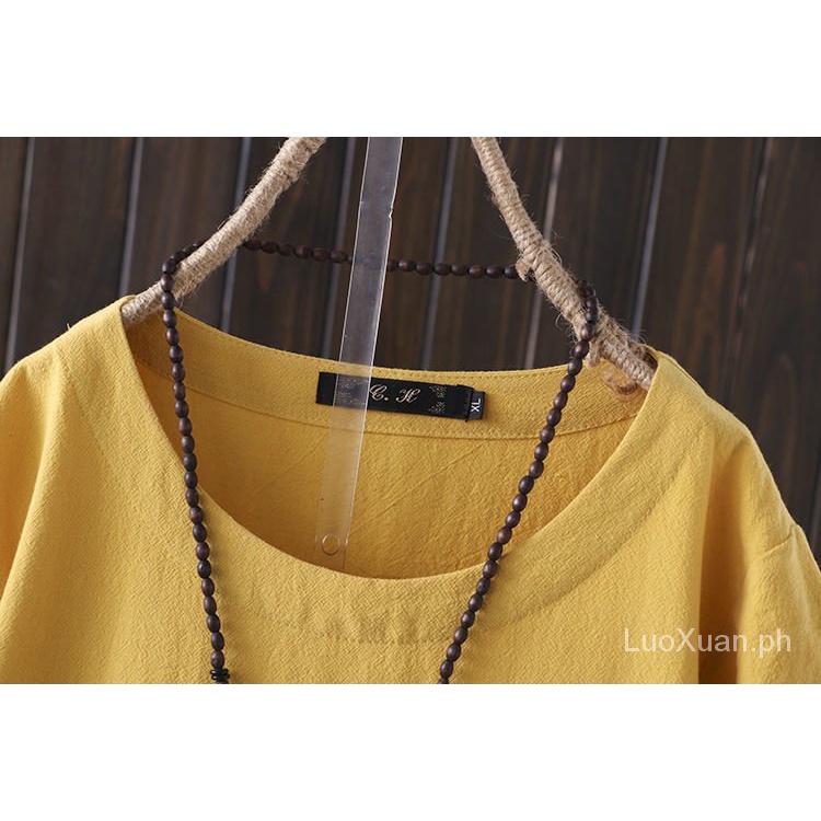 Áo Thun Cotton Lanh Mỏng Tay Ngắn Dáng Rộng Thời Trang Cho Nữ