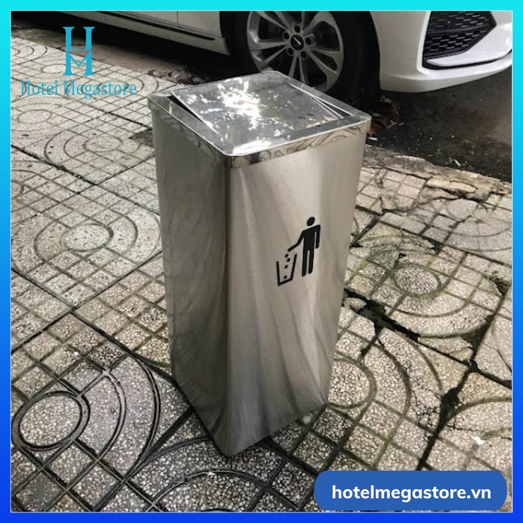 THÙNG RÁC INOX NẮP LẬT VUÔNG A34-F