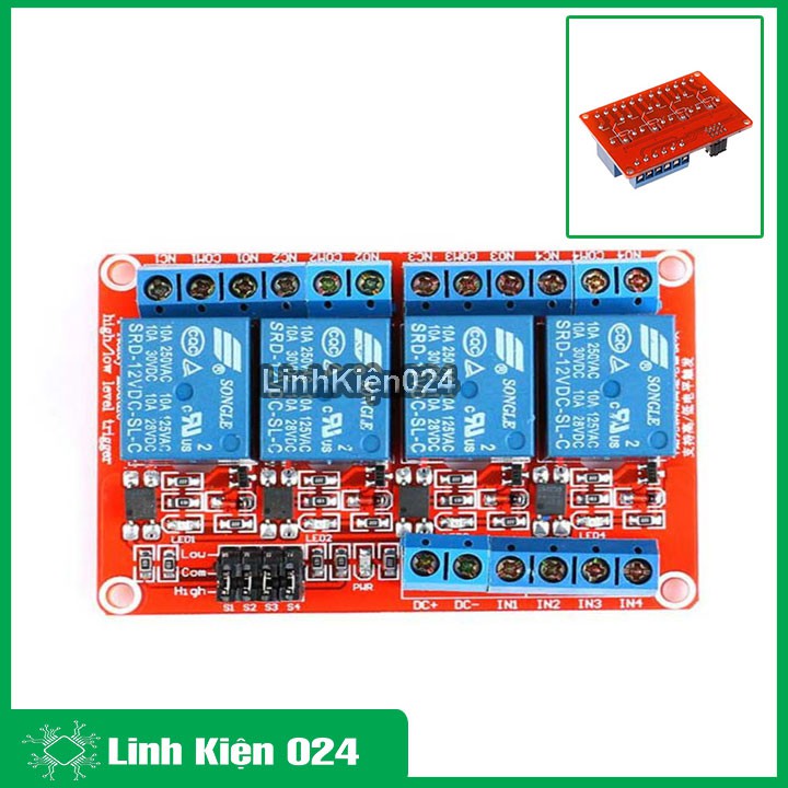 Module Relay 12VDC 4 Kênh H/L