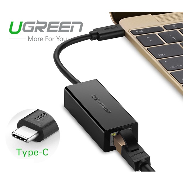 Cáp USB Type C 3.1 sang LAN 1Gbps Ugreen 50307 US236 Chính Hãng màu đen