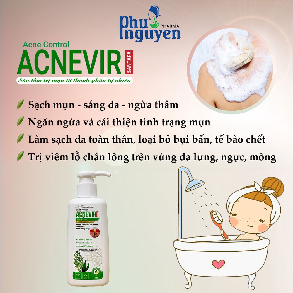 Sữa Tắm Dành Cho Da Mụn Ngực Lưng Mông Giảm Viêm Nang Lông  ACNEVIR - Chai / 210ml