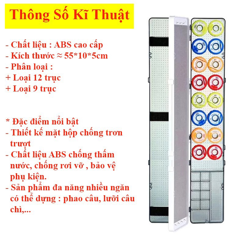 Hộp Đựng Phụ Kiện Câu Đài - Hộp đựng phao câu cá ABS đa năng kèm trục Silicon cao cấp