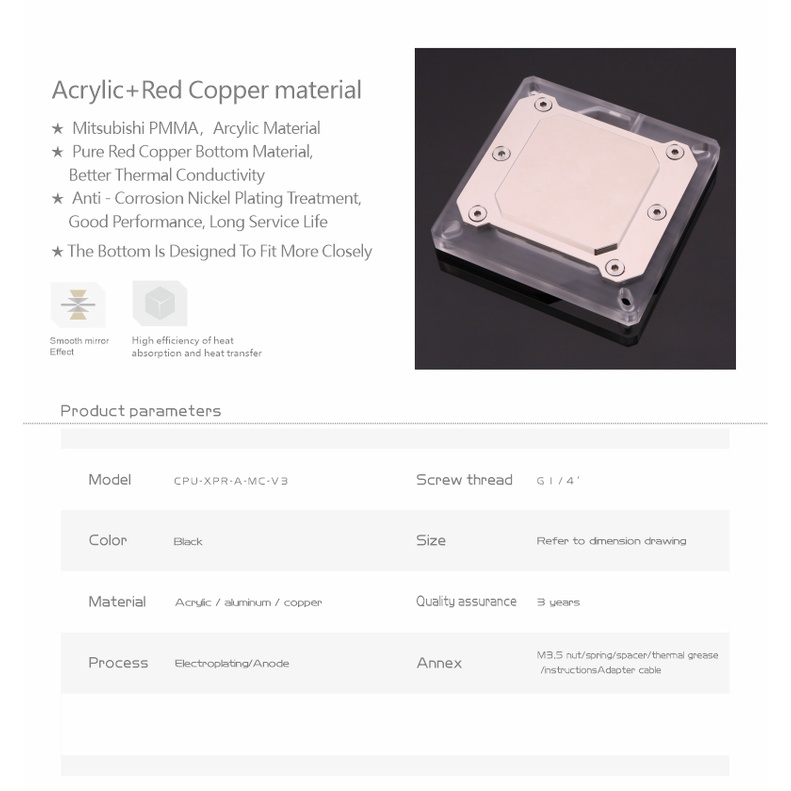 Khối Làm Mát CPU Bykski Dành Cho Intel 115X 1366 2011 2066 Black / Silver RBW  CPU-XPR-A-MC-V3