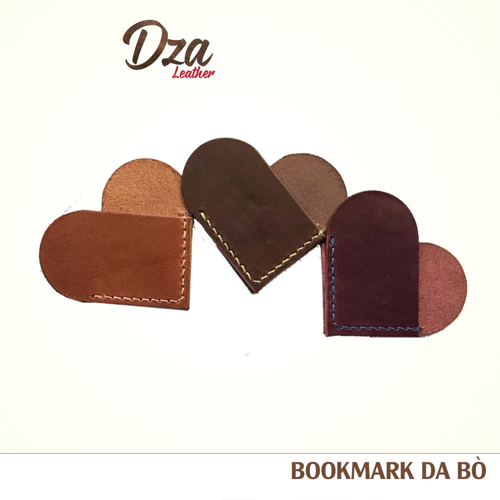 Bookmark da bò đánh dấu trang sách Dza leather nhiều màu giao màu ngẫu nhiên