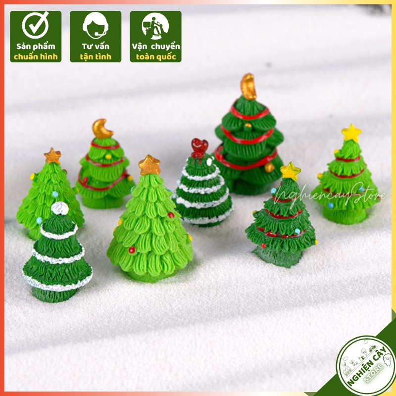 Phụ kiện Cây thông noel 3cm trang trí tiểu cảnh, cây cảnh, sen đá