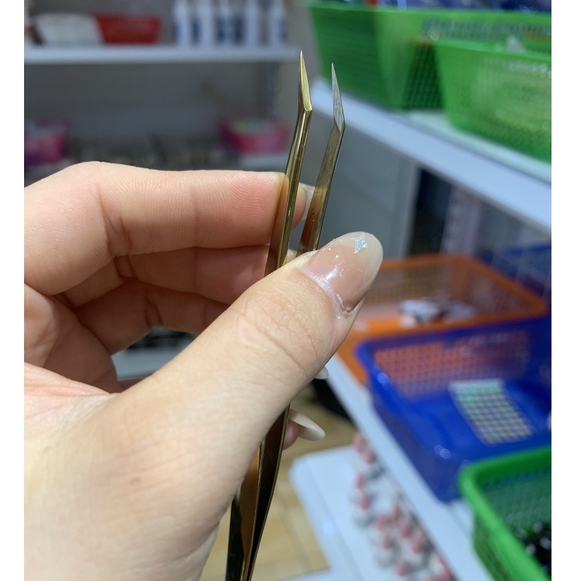 Nhíp nối mi, nhíp tách mi classic cá heo vàng gold - chuyên dụng cho thợ nối mi