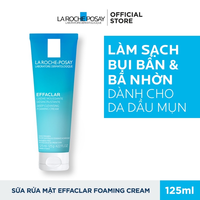 Sữa rửa mặt tạo bọt làm sạch giúp làm sạch sâu và se khít lỗ chân lông không gây khô da La Roche-Posay Effaclar 125ML