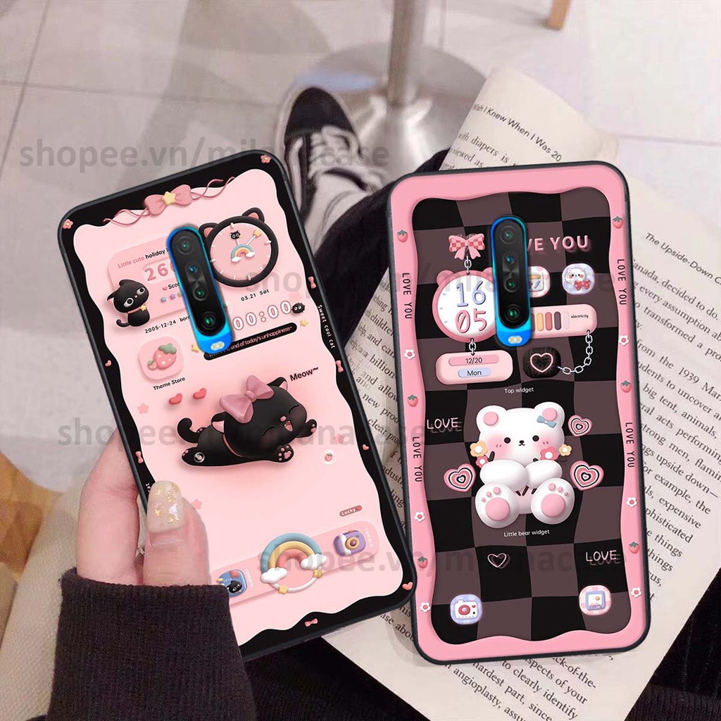 Ốp Xiaomi Redmi K30 / Redmi K30 5G hình đồng hồ icon gấu mèo cute cực dễ thương ngộ nghĩnh
