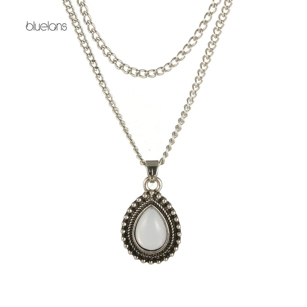 Vòng cổ Mặt Đá Opal Hình Giọt Nước Thời Trang Cho Nữ