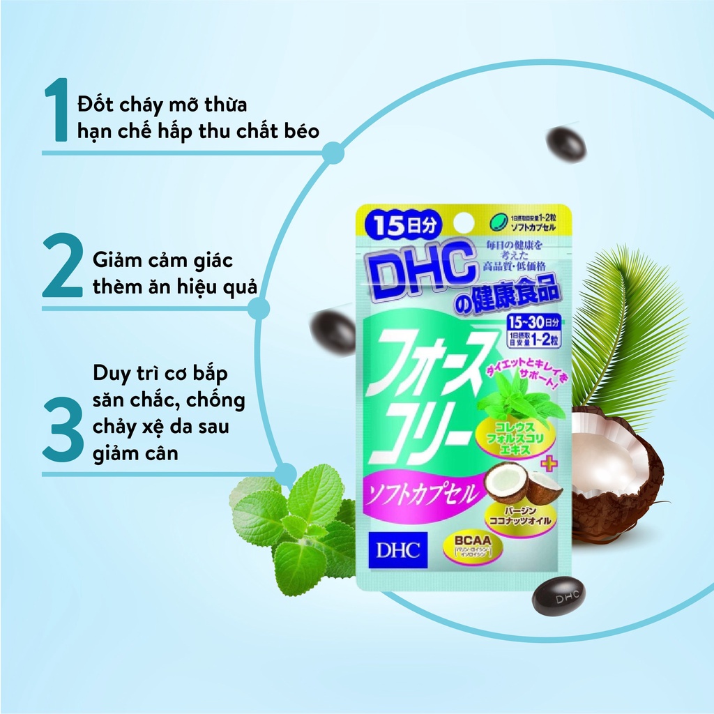 Viên uống giảm cân DHC FORSKOHLII 30 ngày/60 viên hỗ trợ giảm mỡ thừa và bổ sung các loại vitamin B Nhật Bản JPKOI