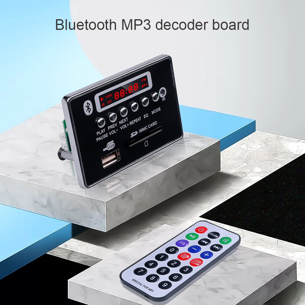 Bảng mạch giải mã âm thanh Bluetooth Mp3 5v 12v Usb Tf Fm tiện dụng dành cho xe hơi