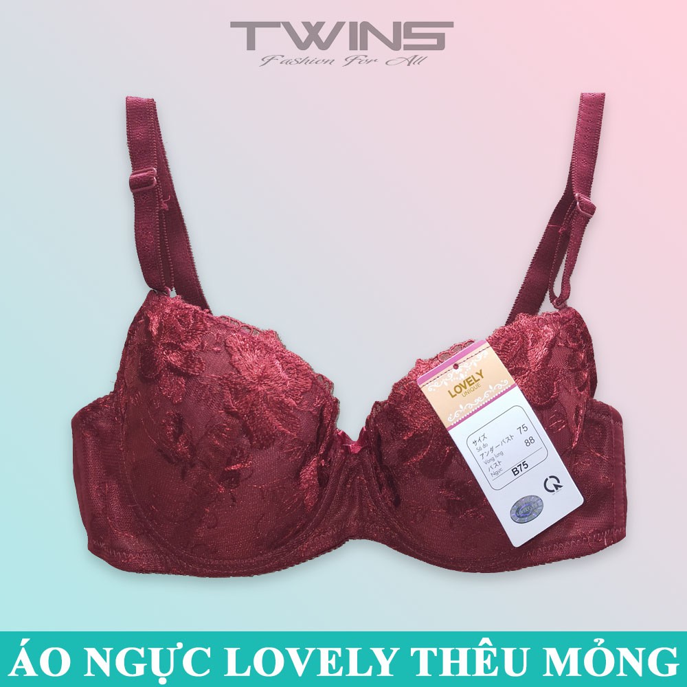 Áo ngực nữ ren mút mỏng nâng ngực Lovely có gọng cúp xéo mềm mịn thoải mái phom lớn size 34-36-38-40