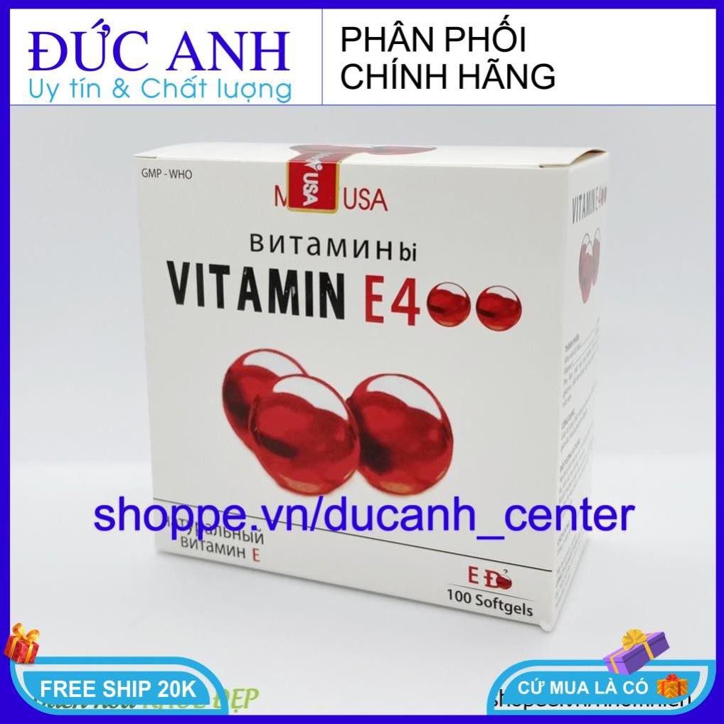 Viên Uống đẹp da Vitamin E Đỏ 4000mcg, Aloe vera 500mg chống lão hóa - Hộp 100 viên chống lão hóa da