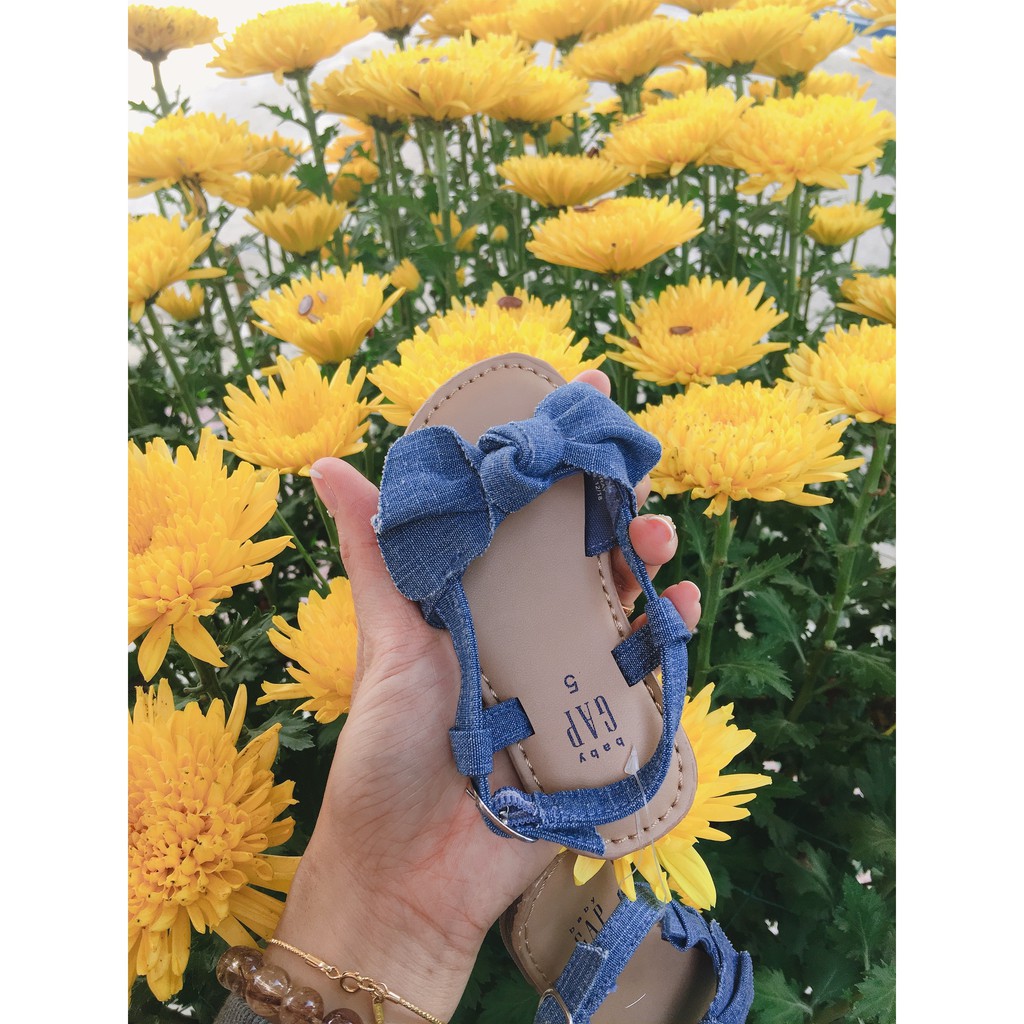 sandal bé gái nơ xanh