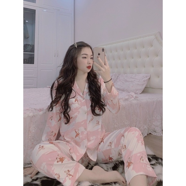 💗SAM HOẠ TIẾT MÂY HỒNG💗 ĐỒ BỘ ĐỒ MẶC NHÀ ĐỒ NGỦ LỤA XƯỚC SIÊU PHẨM