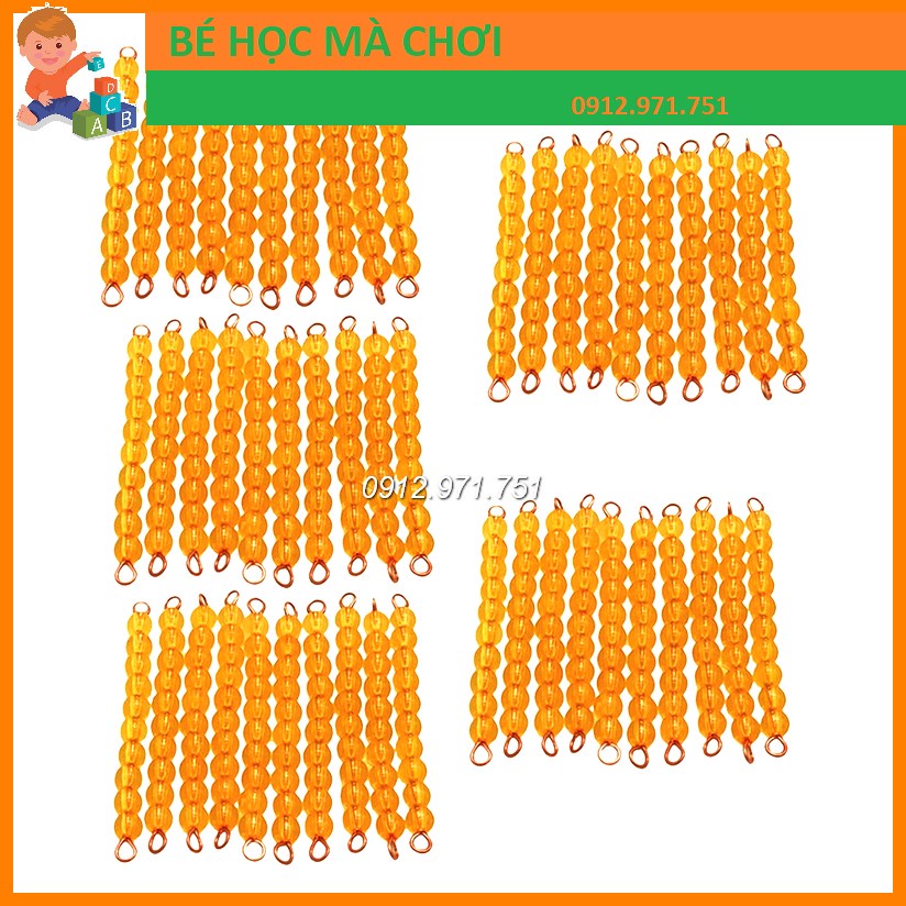 Bộ 50 chuỗi 10 hạt cườm - Hộp chuỗi hạt cườm học toán Montessori