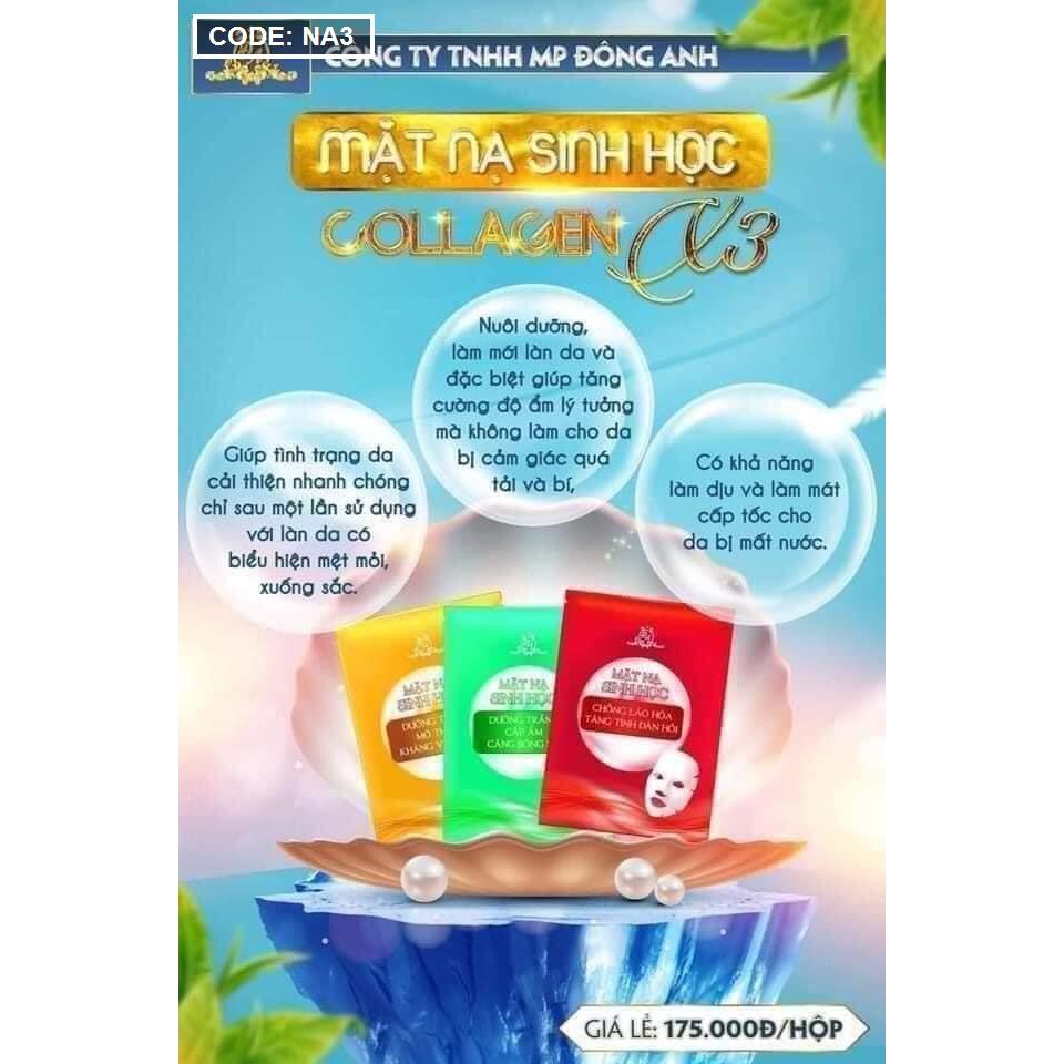 Mặt nạ Collagen x3 giảm thâm giảm mụn mờ tàn nhang 1 hộp 5 cái, mặt nạ sinh học