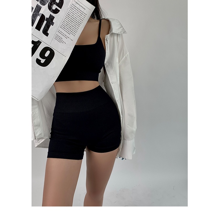 Quần Đùi Nữ Cạp Cao RANSHI Chất Thun Gân Dày Ôm Sát Hack Eo  Quần Short Lưng Cao  - RQ002