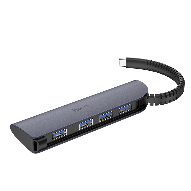 Hub chuyển đổi Hoco HB12 tích hợp cáp Type-C sang 4 cổng chuẩn USB3.0 cao cấp