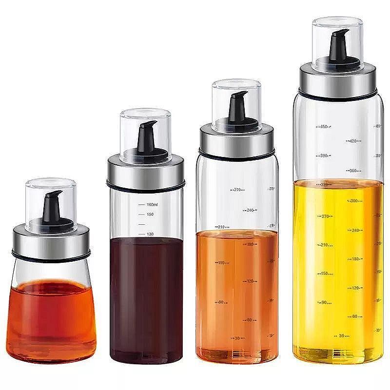 Chai Lọ Bình Thủy Tinh Đựng Dầu Ăn, Nước Mắm, Tương, Dấm 160ML - 500ML kèm Vòi Rót Trong Bếp