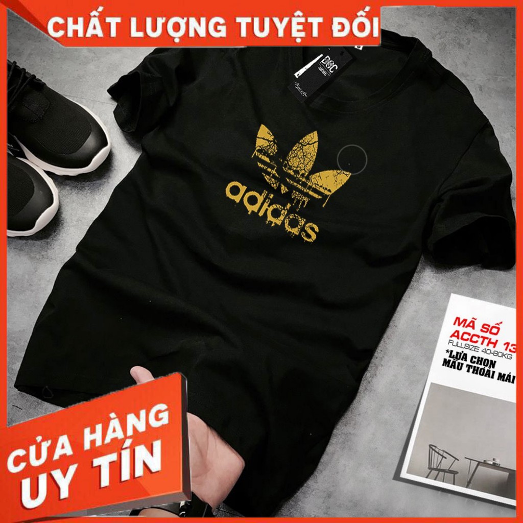 [FreeShip – Hàng cao cấp] Áo phông đen in logo Adidas cho nam và nữ chất liệu cotton mát lạnh cho mùa hè