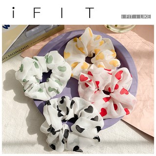 Thun cột tóc iFIT vải in hình trái tim dễ thương xinh xắn