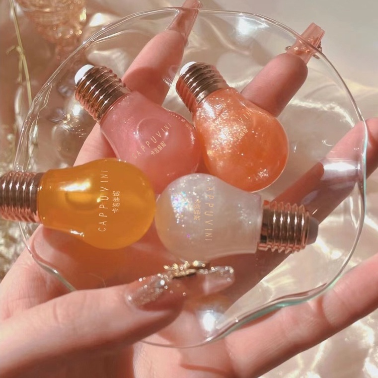 Son bóng dưỡng môi Cappuvini thiết kế hình bóng đèn siêu cute mềm mượt, Son dưỡng bóng Cappuvini dưỡng ẩm môi