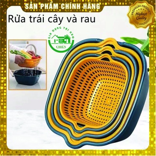 Combo Rổ 6 Món set rổ 6 món, Rổ Nhựa Chậu Ráo Nước Hai Lớp Cao Cấp Tiện Lợi, Rổ Đựng Rau, Hoa Quả...o